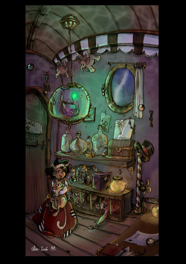 personnages et décor - couleur - commande d&#039;illustration numérique