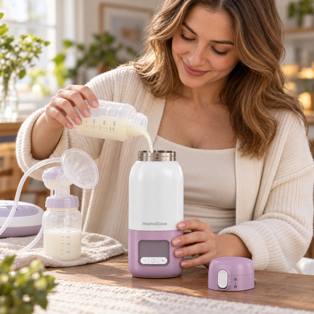 MamaEase tragbarer Baby-Flaschenwärmer – 500 ml, Weiß/Lila