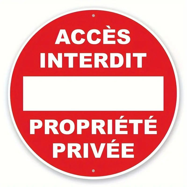 Panneau rond en aluminium : Panneau d&#039;interdiction d&#039;accès à la propriété privée,