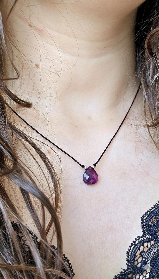 Collier pierre naturelle améthyste macramé réglable