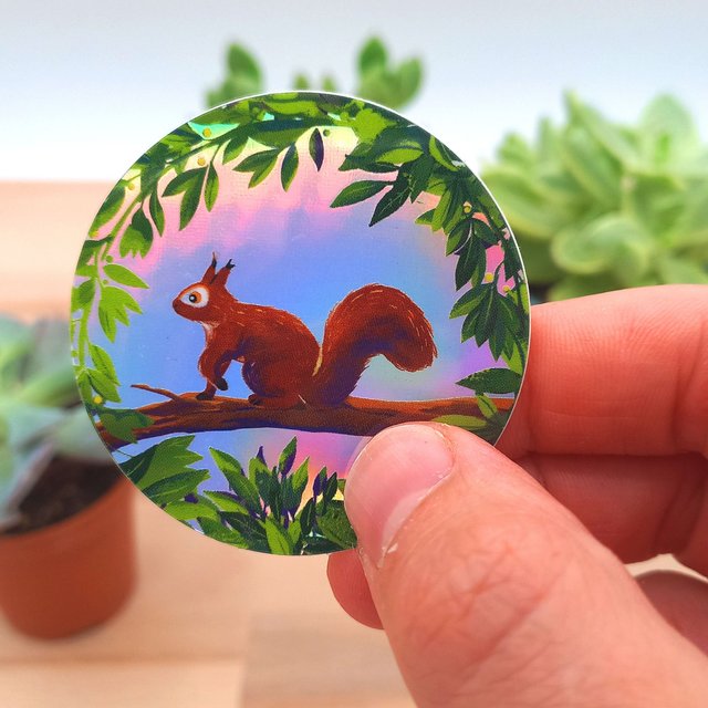 Sticker Ecureuil Holographique 5cm