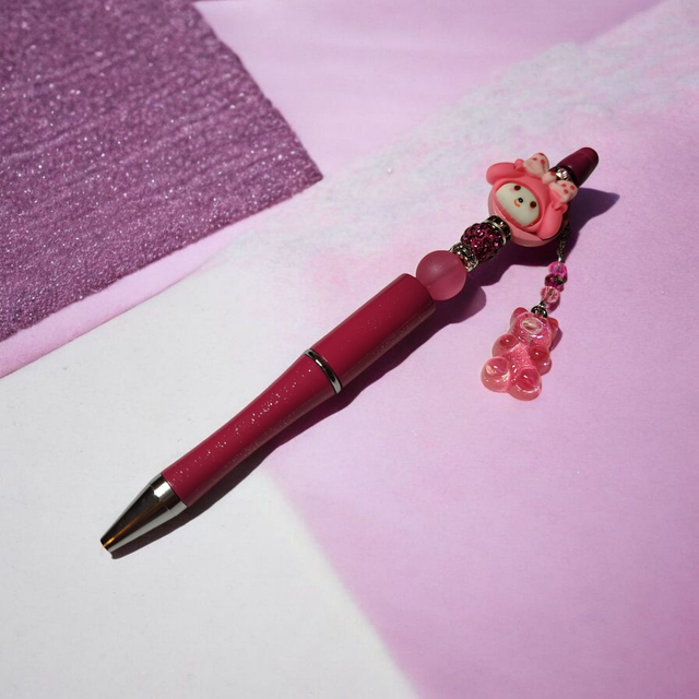 Stylo perles fuchsia