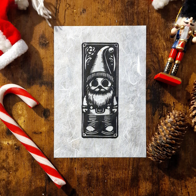 Linogravure - L&#039;Etrange Gnome Bob