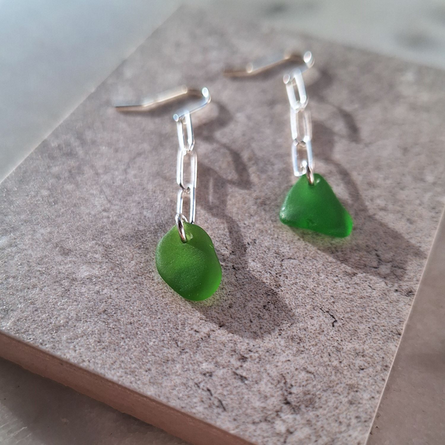Bocca Vert - boucles d'oreilles de plage en argent (longues)