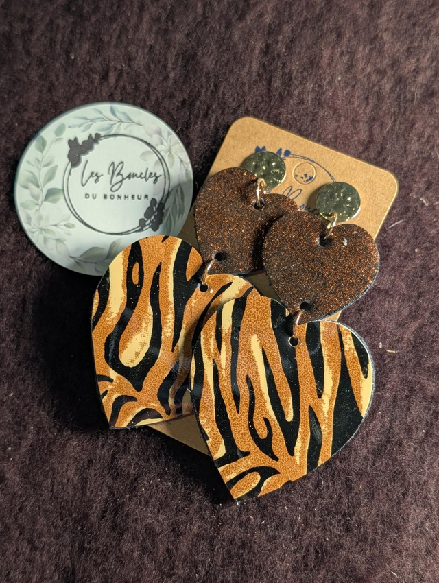 Boucles d'oreilles Marie Laure zèbre cuivré orange ml048