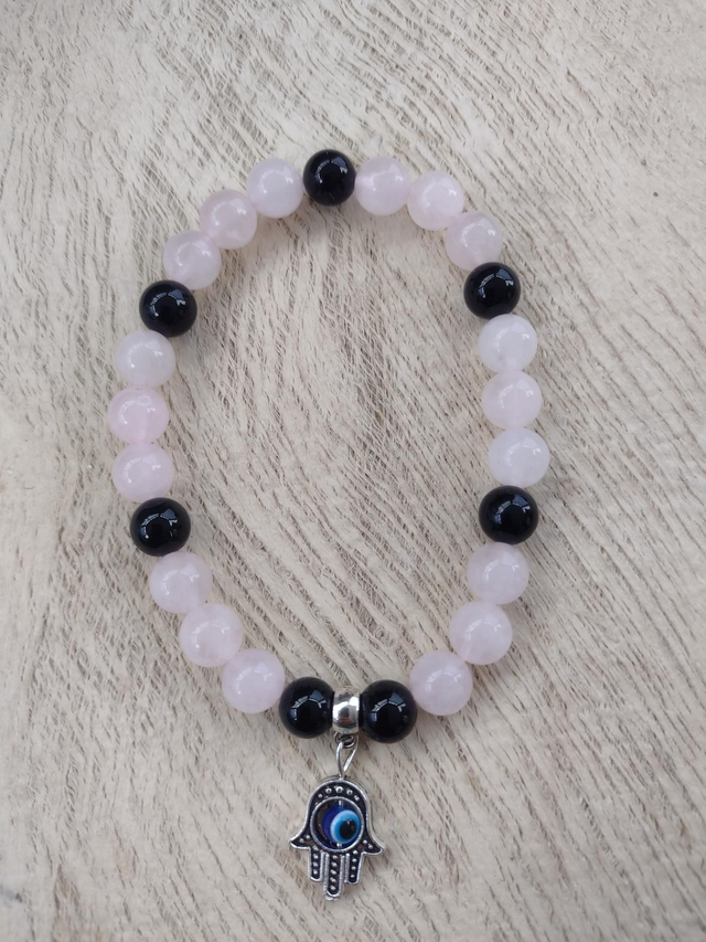Gemstone beaded stretch bracelet pink quartz 