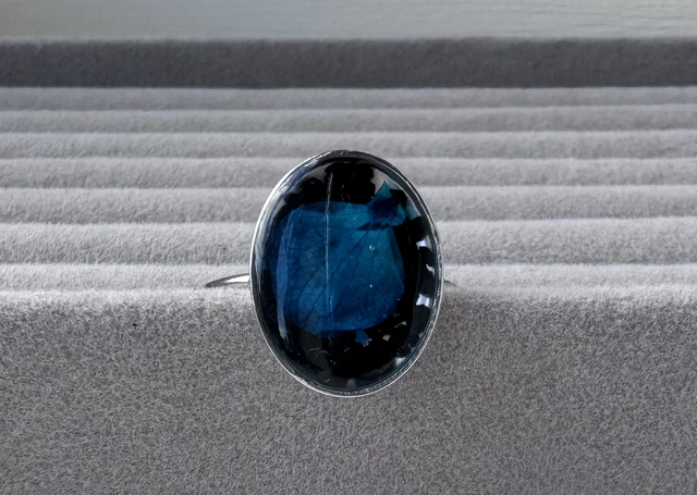 Black and blue synergy silver Ring