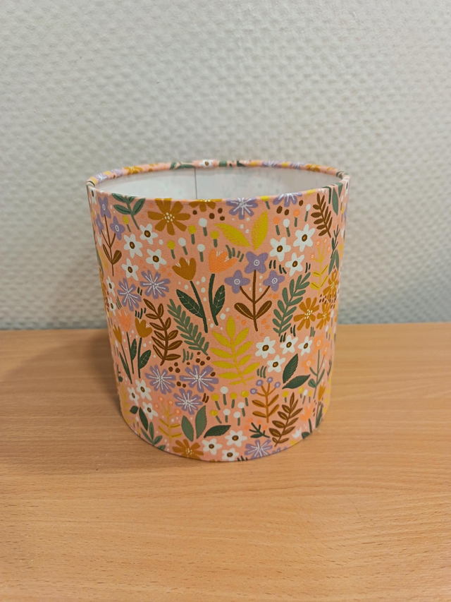 Abat-jour diam 15 cm fleuri saumon