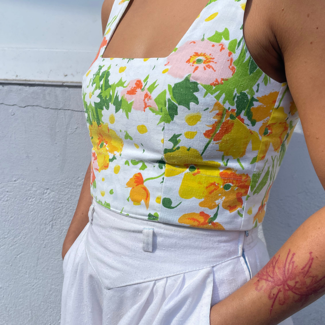 Crop top reversible "Mimi vichy" - XS/S