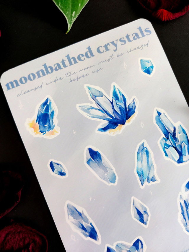 Moonbathed Crystals Sticker sheet Waterproof  