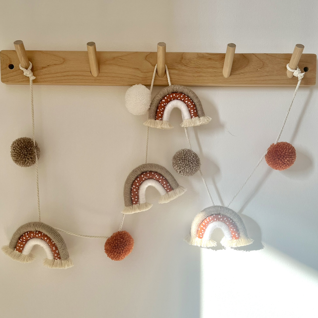 Guirlande arcs en ciel avec biais en coton à pois  