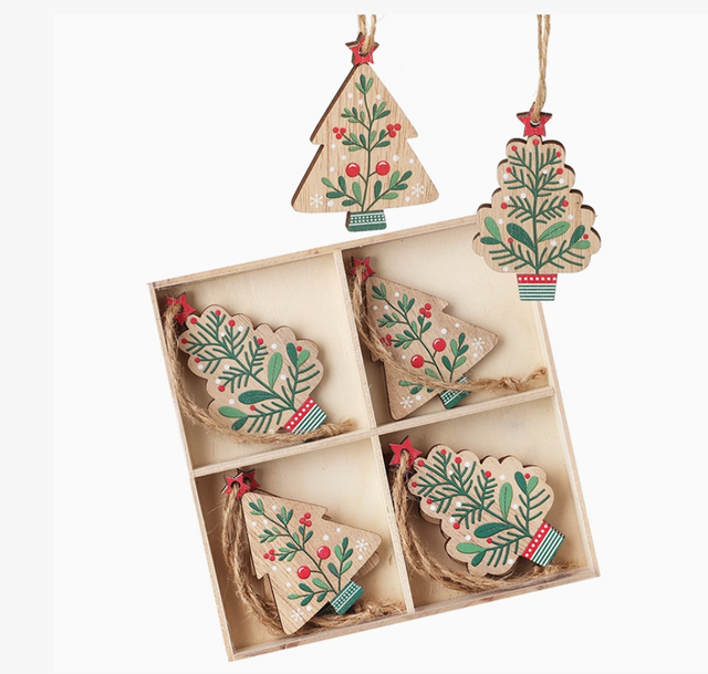 Christmas -Hanging Wooden Trees Set