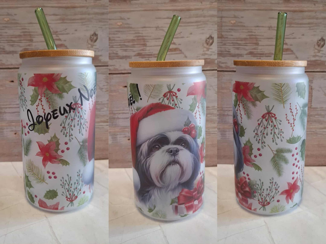 Verre givré shitzu de Noël