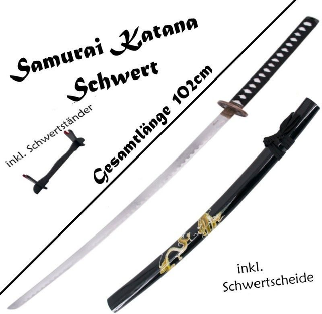 NEU Samurai Katana Schwert Dragon 102cm groß für Cosplay Sammler Japan Fans LARP Deko