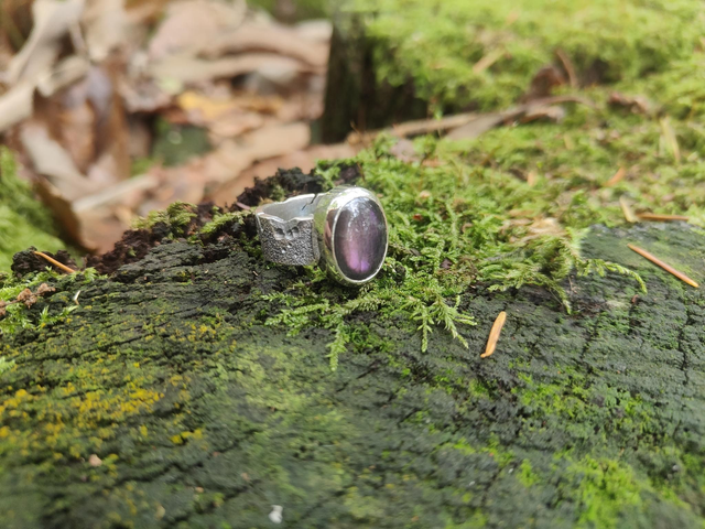 Bague "Aurore" Argent Massif et Labradorite Violette