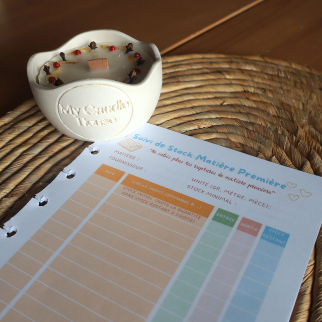 Recharge 24 Suivis de Stock Matières Premières + Recharge bougie (en option)