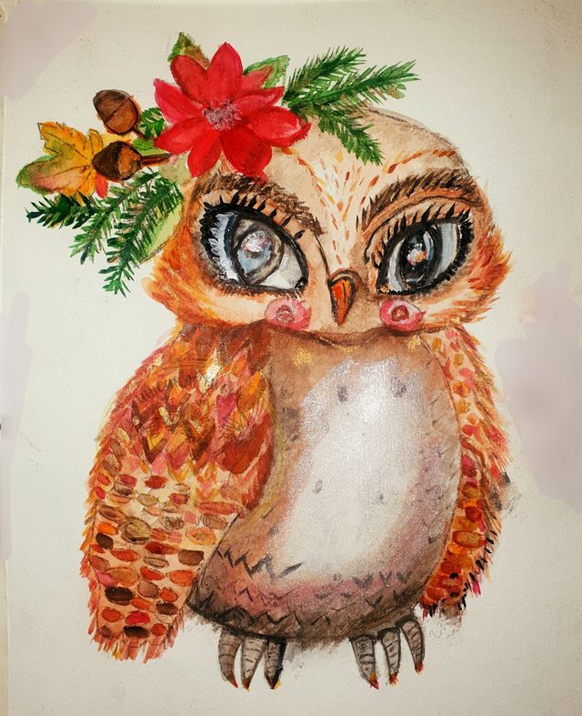 Poinsettia Owl