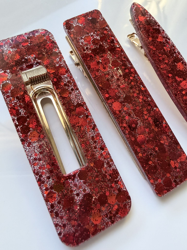 TRIO BARRETTES PAILLETTES ROUGES
