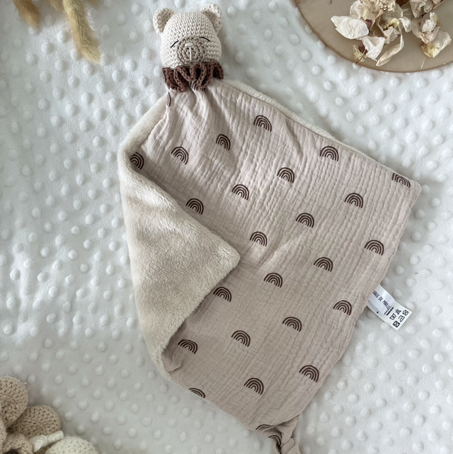 Milo, ourson tête écru arc en ciel 