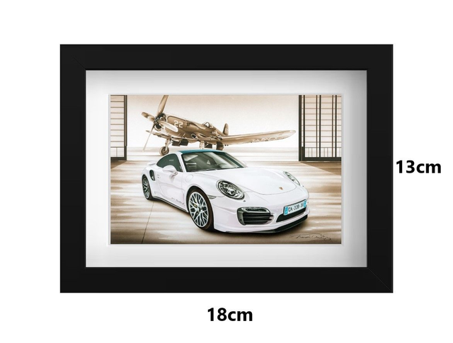 Small Framed Postcard Porsche 911S Turbo