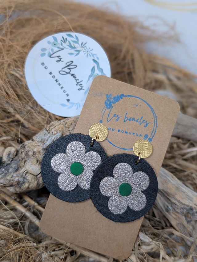 Moon fleur noir vert mf008*