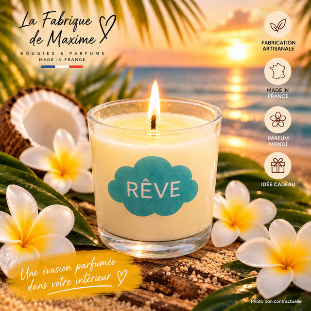 🌺 Bougie Monoï – Évasion Tropicale 100gr 🌺
