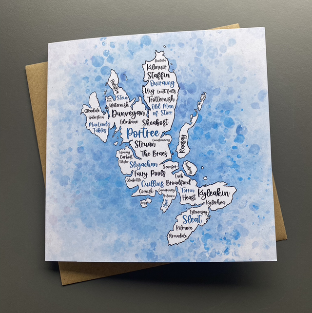 Skye map greeting card