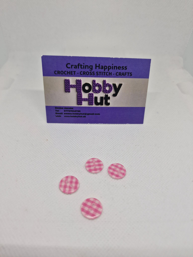 Gingham Buttons - Pink