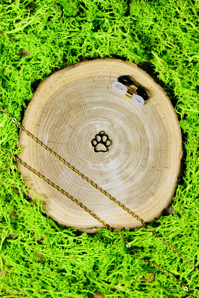 Chaine de lunettes intemporelle dorée personnalisée Patte