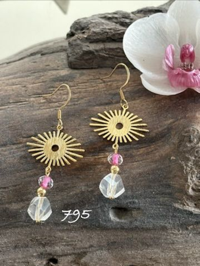 🩷Boucles d’oreilles "Éclat Solaire Rose" - Réf. 795