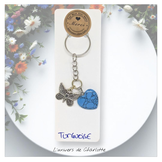 Porte-clés &quot;Turquoise&quot; papillon PC-015
