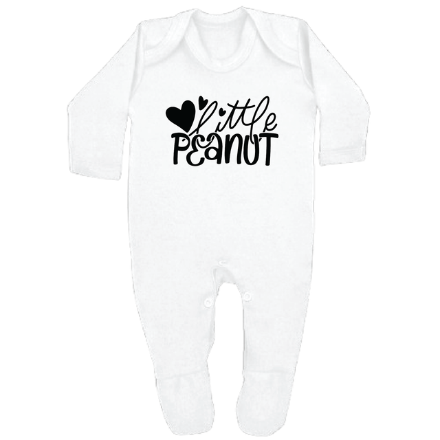 LITTLE PEANUT - 0–3 Month Baby Grow – White | Adroit Baby