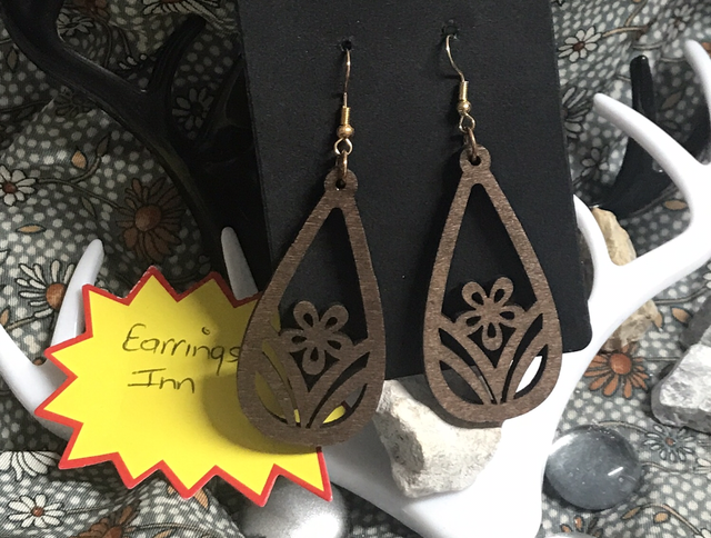 Brown Wood Dangling Earrings-SWDE83
