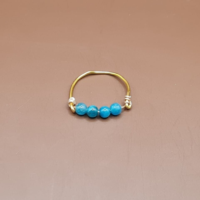 Bague non ajustable Apatite bleue 57