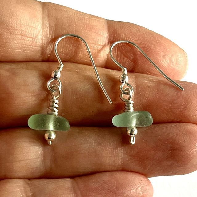Aqua Sea Glass Earrings