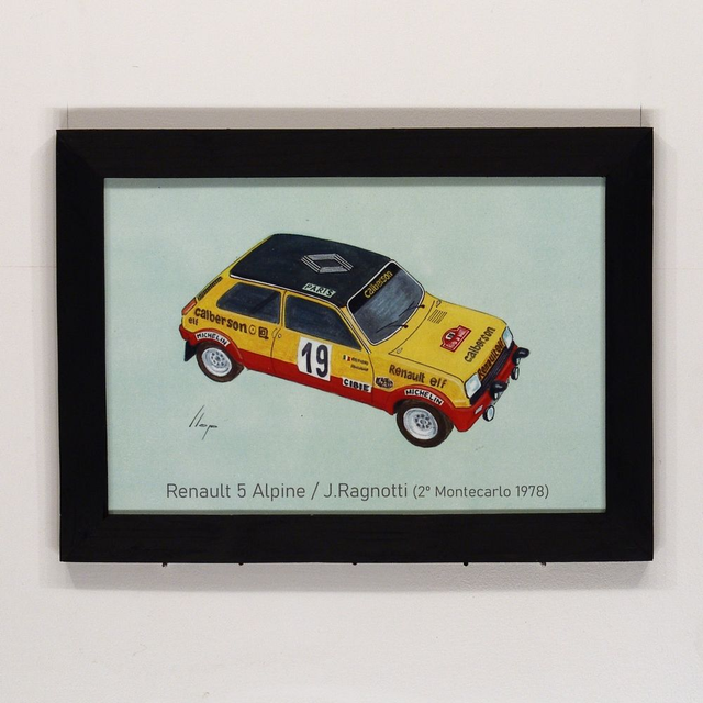 Artimotor enmarcado 22x31 - Renault 5 Alpine / J. Ragnotti (Montecarlo 1978)