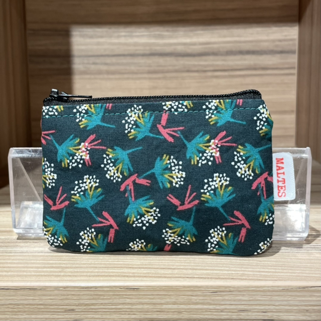 Porte-monnaie fleuri vert