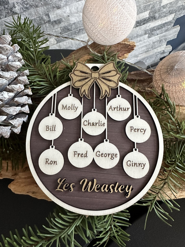 Boule de Noël personnalisée famille - Ronde