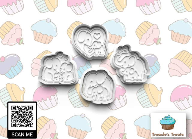 Elephants Fondant/cookie stamps with cutters