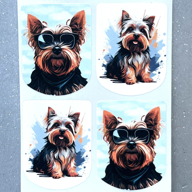 Kool Yorkshire Terrier Dog Stickers (Set of 4)