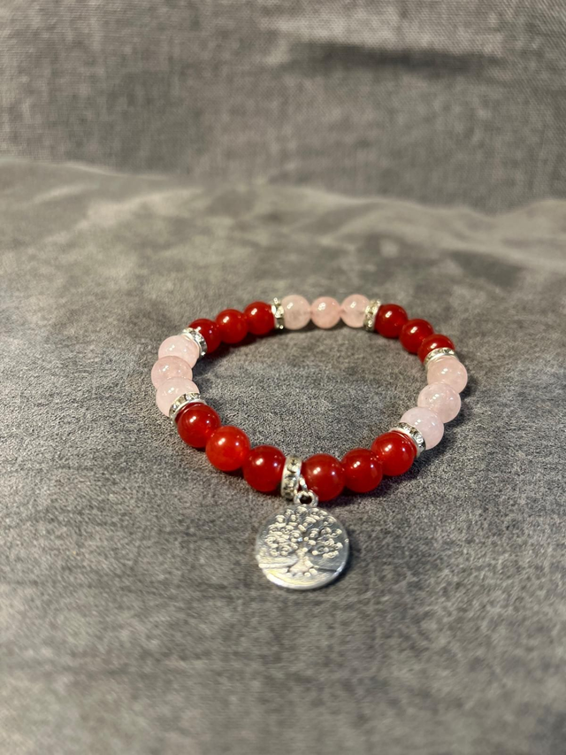 Red Agate &amp; Rose Quartz Bracelet
