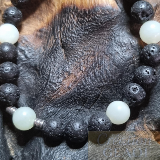 Pierre de lave et jade vert