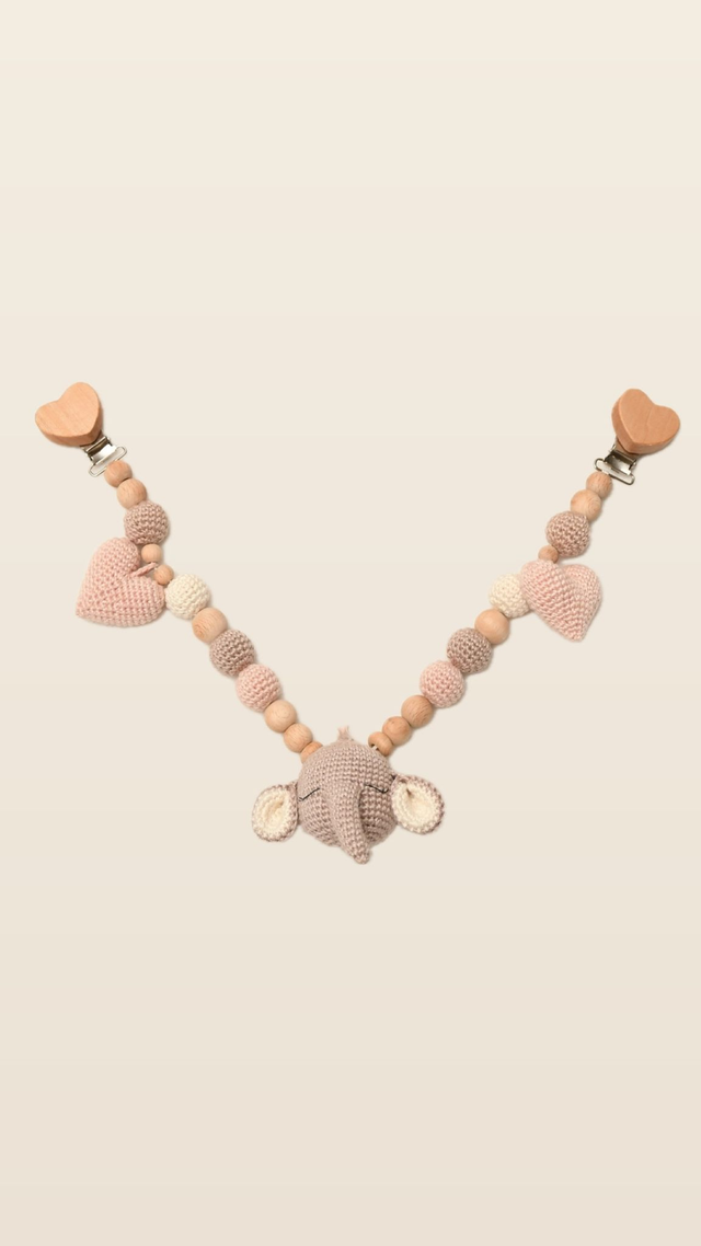 Kinderwagen Kette „Elefant Emilia“ Puderrosa 