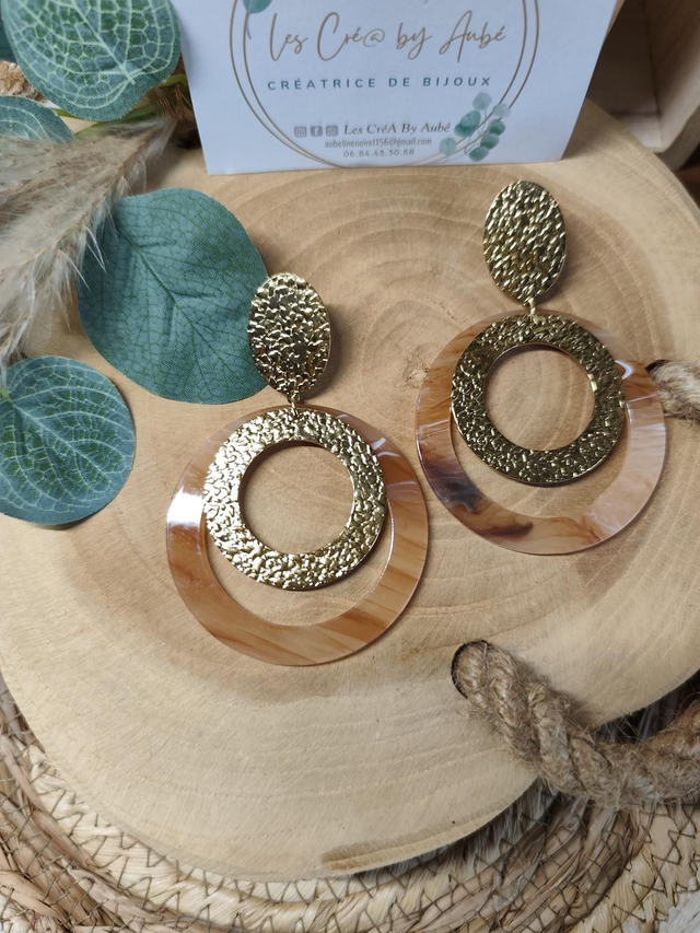 BO CHIC CERCLE RESINE BEIGE ROSE / ACIER INOXY GOLD 0000288