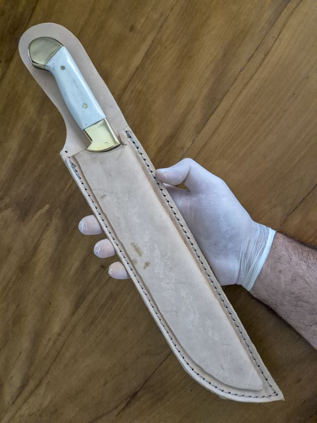 Facão Bruto Aço Inox 420c 12 Pol Cabo Osso Bovino Com Bainha