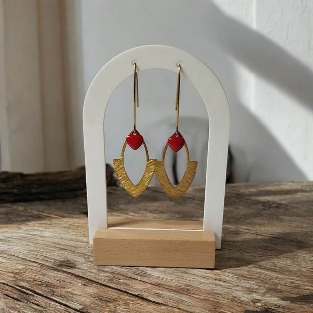 Boucles d&#039;oreilles rouge et doré