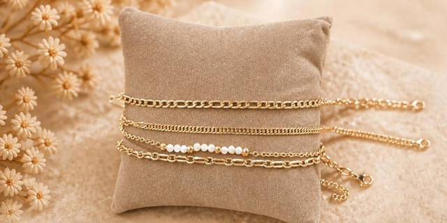 Le Quatuor "Crépuscule" — Set de 4 bracelets en acier et Pierre de Lune orange