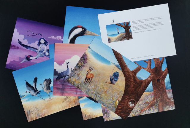 Kamishibai Flora et les Grues - format traditionnel 28x38 cm