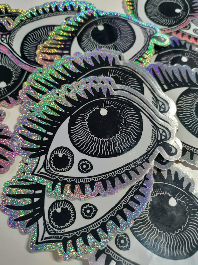 lot de deux stickers "oeil" simple+ triple