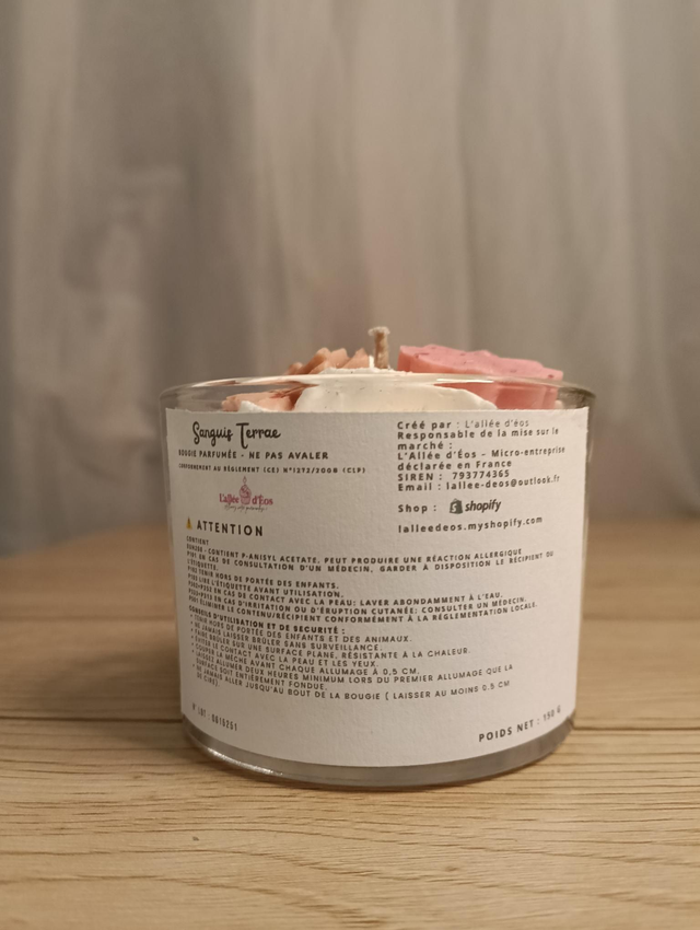 Bougie gourmande Sanguis Terrae - Parfum Cerise Patchouli